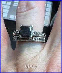 Black Diamond Wedding Ring Set Perfect for a Halloween Engagement