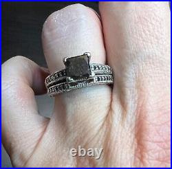 Black Diamond Wedding Ring Set Perfect for a Halloween Engagement