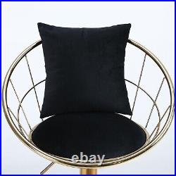 Black Velvet Bar Chair Pure Gold Plated Set of 2