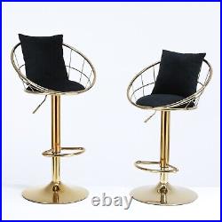 Black Velvet Bar Chair Stool Pure Gold Plated Unique Design Set of 4