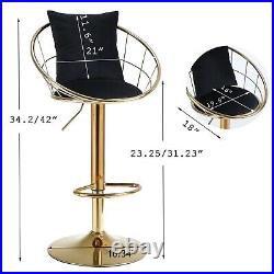 Black Velvet Bar Chair Stool Pure Gold Plated Unique Design Set of 4