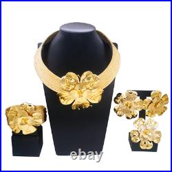 Brazil Gold Plated Necklace Jewelry Set Pure Copper Necklace Earrings Banquet