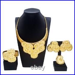 Brazil Gold Plated Necklace Jewelry Set Pure Copper Necklace Earrings Banquet