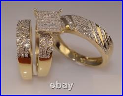Bridal Band Engagement Ring Set, 18K Yellow Gold Over Trio Ring Set Perfect Gift