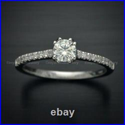 Bridal Set Moissanite Engagement Ring Pure 14k White Gold Certified 2 CT Round