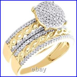 Bridal Wedding Set Round Cut Diamond 4.30 Ct Lab Created 14K Yellow Gold Plated