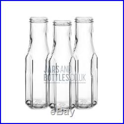 Bulk set 250ml Hexagonal Bottle perfect for Sauces, Jams, Preserves inc caps