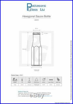 Bulk set 250ml Hexagonal Bottle perfect for Sauces, Jams, Preserves inc caps