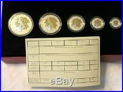 Canada 2014 5 Coin 24-Karat Gold Plated Pure Silver Maple Leaf Fractional Set
