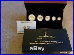 Canada 2014 5 Coin 24-karat Gold Plated Pure Silver Maple Leaf Fractional Set