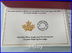 Canada 2016 5 Coin 24-karat Gold Plated Pure Silver Maple Leaf Fractional Set