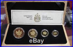 Canadian Maple Leaf four Coin 1989 Gold proof Set, 999 pure 1.85 Oz. M&N