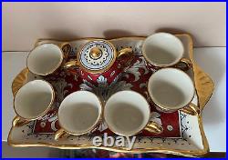 Ceramic MARIO SAMBUCO DERUTA Art Work W Pure Gold Tea/Coffee Set 8-piece