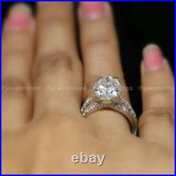Certified Moissanite Trio Set Engagement Ring Pure 14K White Gold 3 CT Pear VVS1