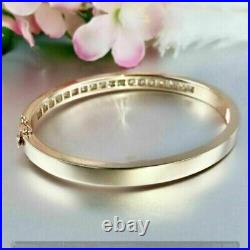 Channel Set Women's 7CT Lab Created Diamond Bangle 14K Yellow Gold Plated Silver