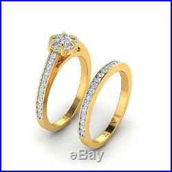 Charles & colvard Real Moissanite Engagement wedding Ring Set FG/VVS Pure Gold