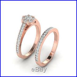 Charles & colvard Real Moissanite Engagement wedding Ring Set FG/VVS Pure Gold