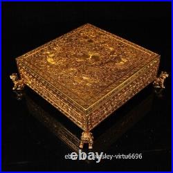 China Folk Pure Copper Carve Engraves Gold Gilt Chinese chess and Box Set