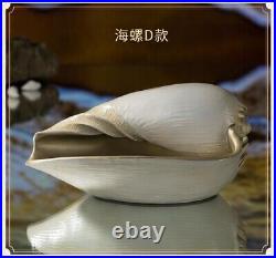 China Pure copper Hand-carved conch sea snail art Statue Home gifts Set 4pcs