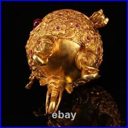 China Qing Dynasty Pure copper gilded with gold set gemstone Wine Glass