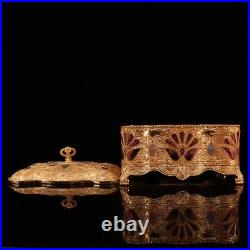 China Republican China Gold plating of pure copper set Cloisonne Jewelry box