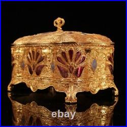 China Republican China Gold plating of pure copper set Cloisonne Jewelry box