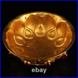 China ancient the Qing dynasty Pure copper set gemstone Gilded bowl