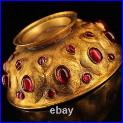 China ancient the Qing dynasty Pure copper set gemstone Gilded bowl