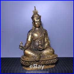 China antique collection Pure copper set gemstone Gilded Buddha