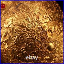 China the Qing dynasty Pure copper gilding set gemstone Dragon pot
