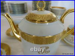 Coffee set in Porcelaine of Limoges Thistle gold by Chastagner 6 cups perfect