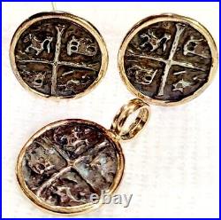 Coin Pendant & Earrings 14K Gold Sunken Treasure