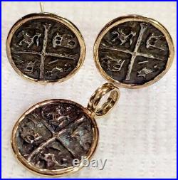 Coin Pendant & Earrings 14K Gold Sunken Treasure