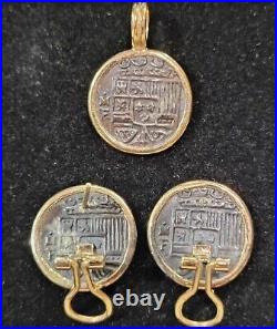 Coin Pendant & Earrings 14K Gold Sunken Treasure