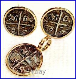 Coin Pendant & Earrings 14K Gold Sunken Treasure