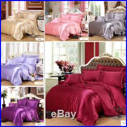 Comfort Mulberry Pure Colors Silk Sheet Quilt 4 Piece Bed Sheet Set 220240cm