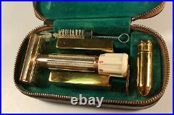 Complete Vintage Apollo Mikron Safety Razor Set Perfect Condition Gold plated