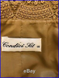 Condici Set Pure Silk Antique Gold Dress and Jacket Wedding UK 16 US 12 EU 44