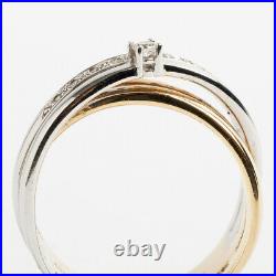 Crossover Band Pave Set Diamond Ring. 14K 2 x coloured Gold, Perfect Condition