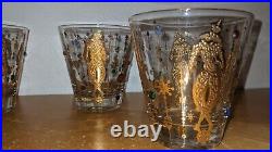 Culver Gold Mardi Gras Jeweled Rocks Glasses Perfect Set of 6