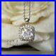 Cushion Cut 2 Carat Moissanite Halo Wedding Pendant Solid 14K White Gold For Her