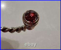 Custom Made Garnet Set In 18k Rose Gold on Pure Sterling Silver Cuff Bracelet