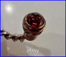 Custom Made Garnet Set In 18k Rose Gold on Pure Sterling Silver Cuff Bracelet