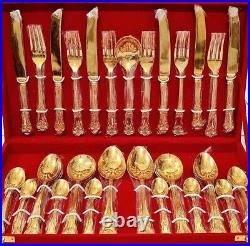 Cutlery Set, Pure Brass, Velvet Box Pack. Size 40 cm Brass Cutlery Set 27 pcs