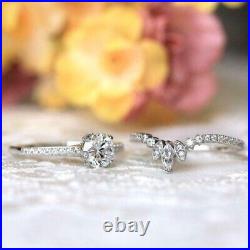 Dainty 2Ct Real Moissanite Perfect Gift For Her Bridal Set 14k White Gold Plated