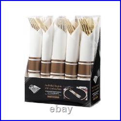 Décor Pre-Rolled Gold Cutlery & Napkin COMBO Set Perfect for Weddings, Parties