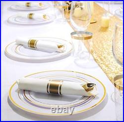 Décor Pre-Rolled Gold Cutlery & Napkin COMBO Set Perfect for Weddings, Parties