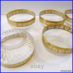 Desser set cup crystal Saint st Louis Thistle gold model stamped perfect cond