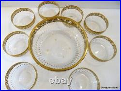 Desser set cup crystal Saint st Louis Thistle gold model stamped perfect cond