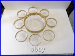 Desser set cup crystal Saint st Louis Thistle gold model stamped perfect cond